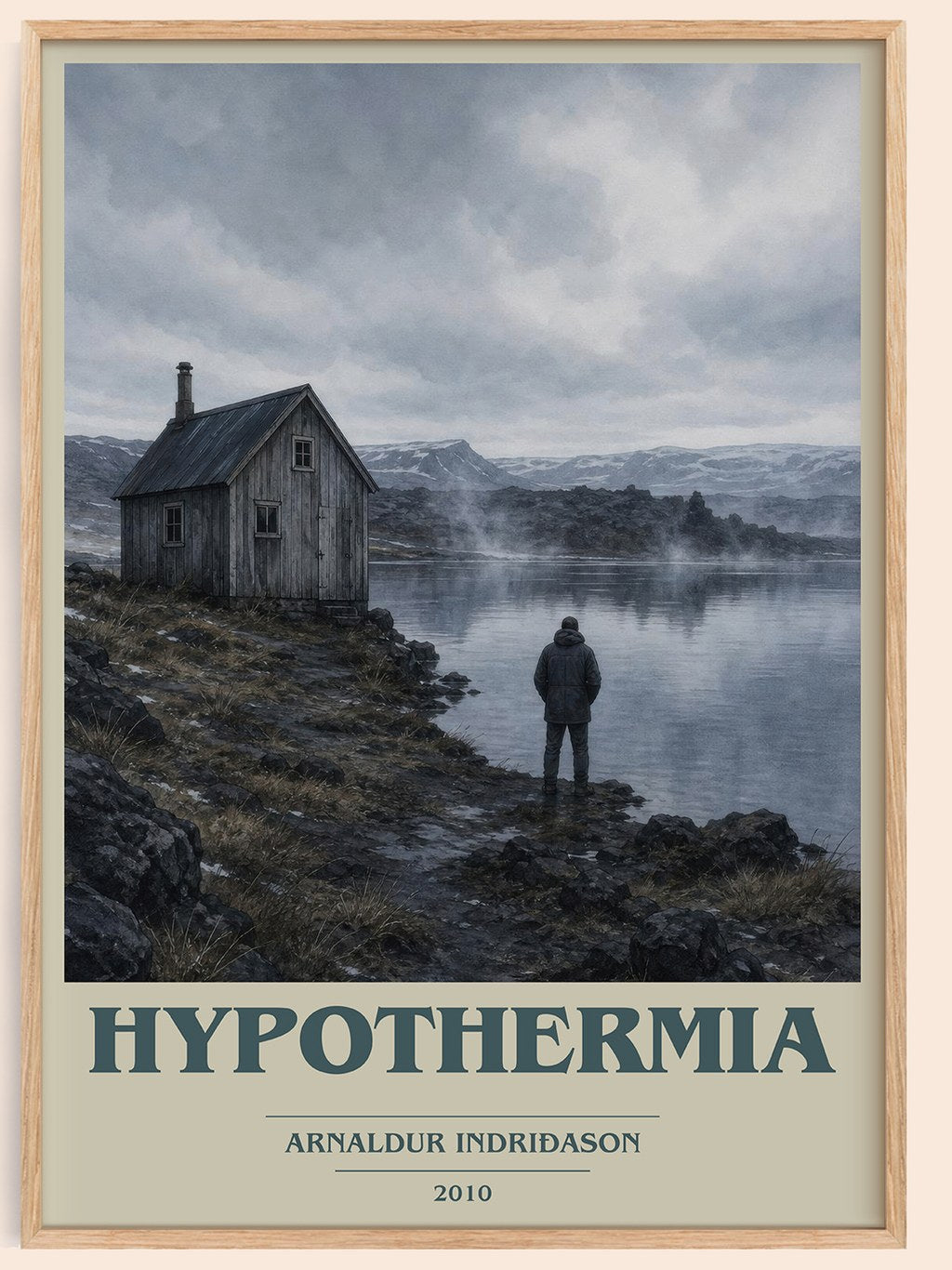 Hypothermia book cover book poster by Arnaldur Indriðason – framed literary art print