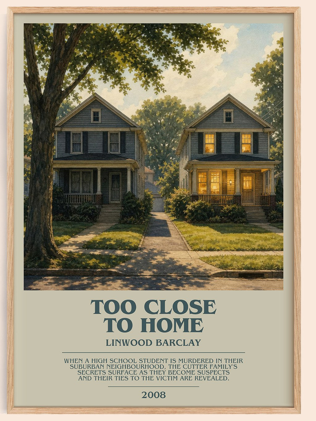 Too Close to Home bookish book poster by Linwood Barclay – framed literary art print