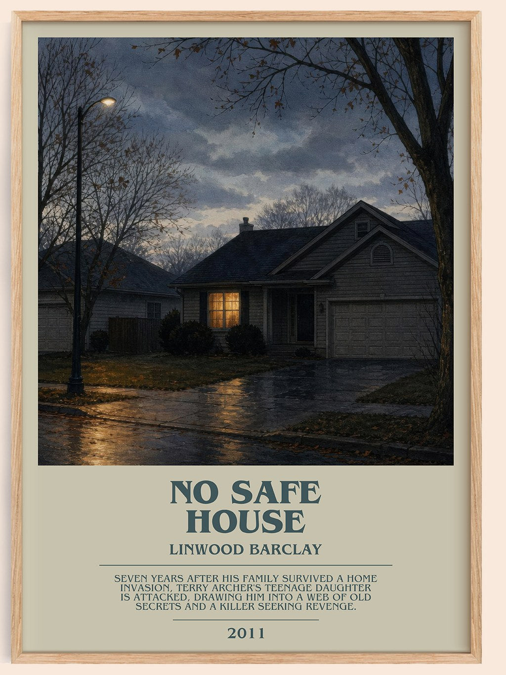 No Safe House bookish book poster by Linwood Barclay – framed literary art print