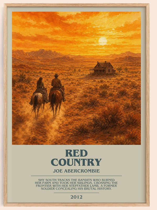 Red Country bookish book poster by Joe Abercrombie – framed literary art print