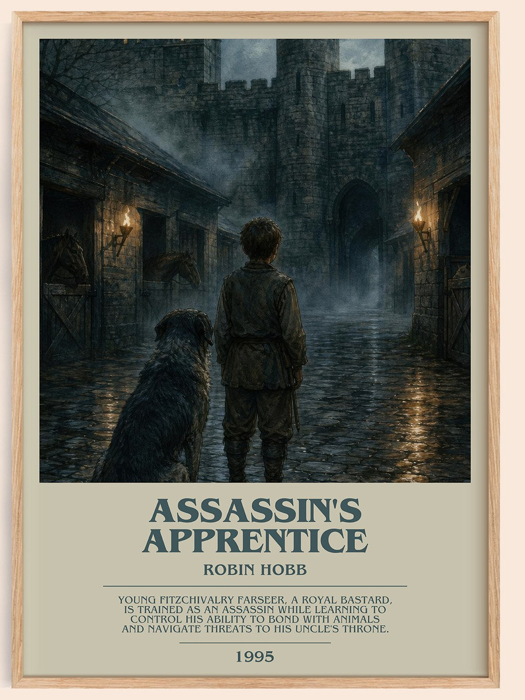 Assassin's Apprentice bookish book poster by Robin Hobb – framed literary art print