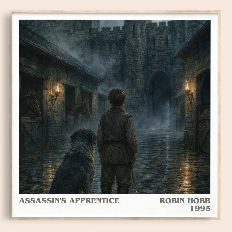 Assassin's Apprentice literary book poster by Robin Hobb – framed literary art print