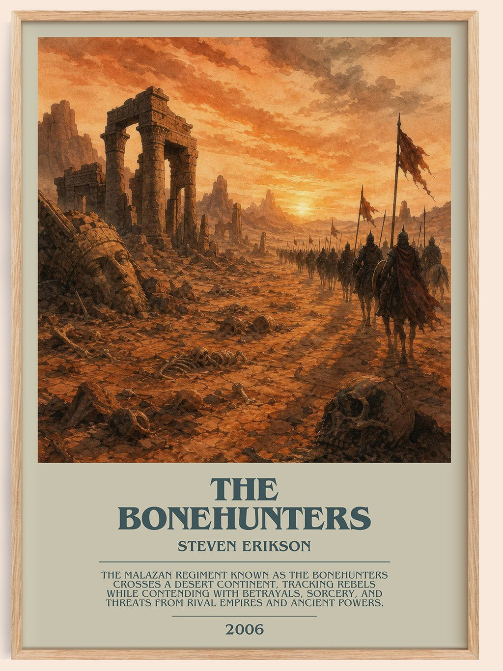 The Bonehunters bookish book poster by Steven Erikson – framed literary art print