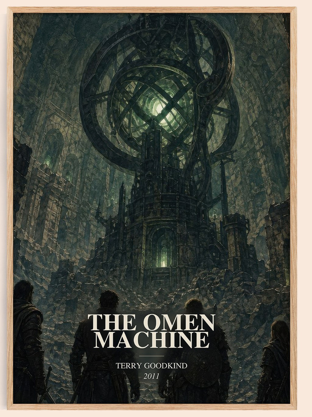 The Omen Machine watercolour book poster by Terry Goodkind – framed literary art print