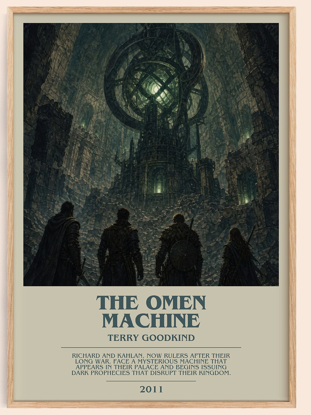 The Omen Machine bookish book poster by Terry Goodkind – framed literary art print
