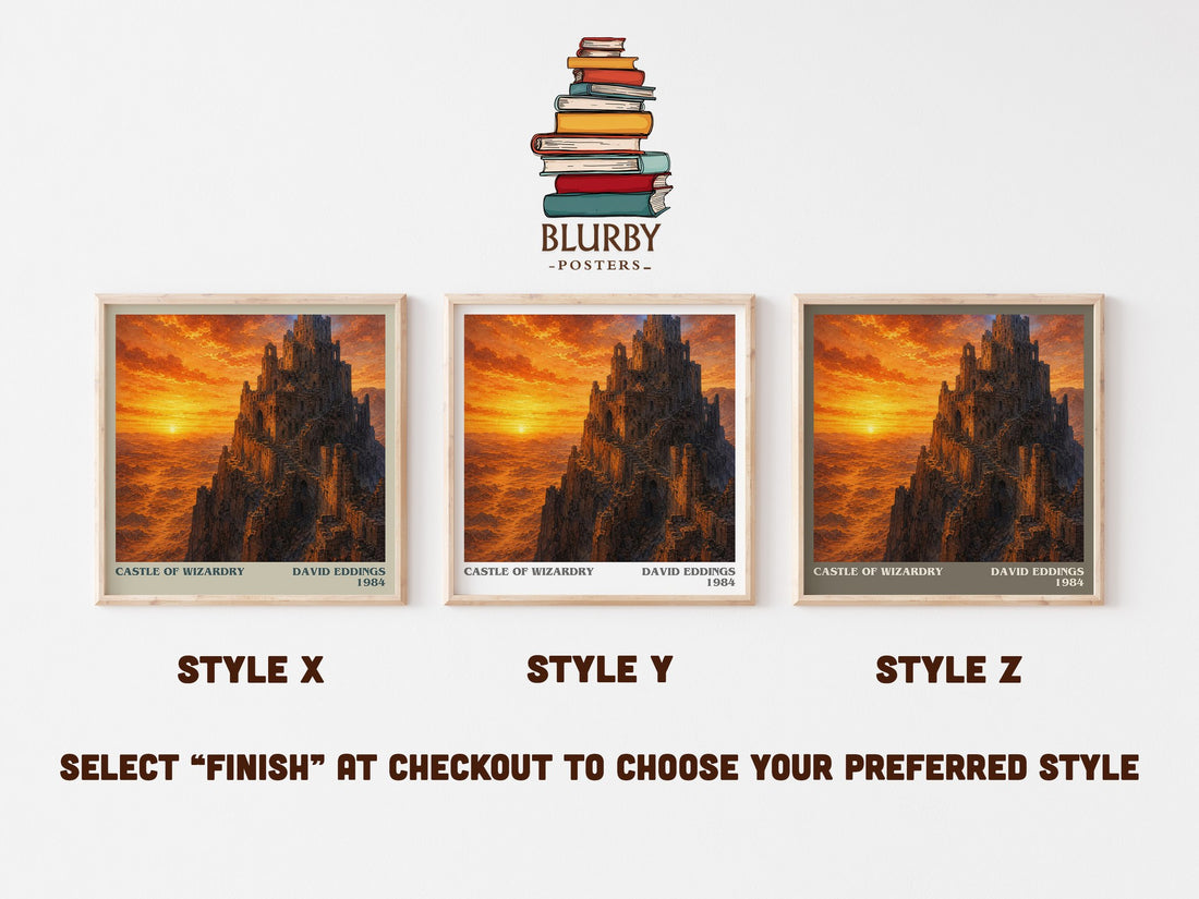 Castle of Wizardry literary print in frame leaning in hallway – fantasy wall art (mockup)