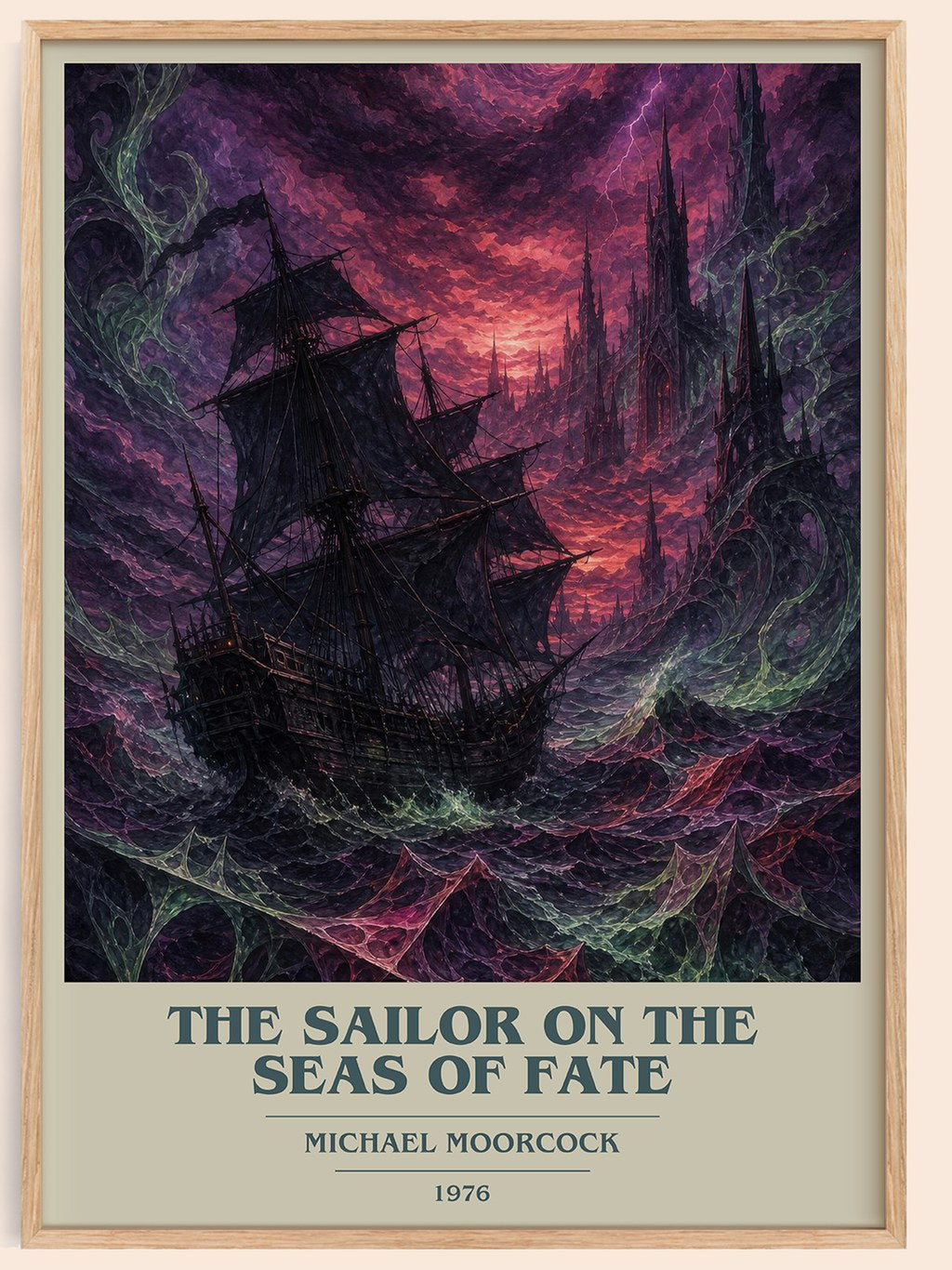The Sailor on the Seas of Fate book cover book poster by Michael Moorcock – framed literary art print