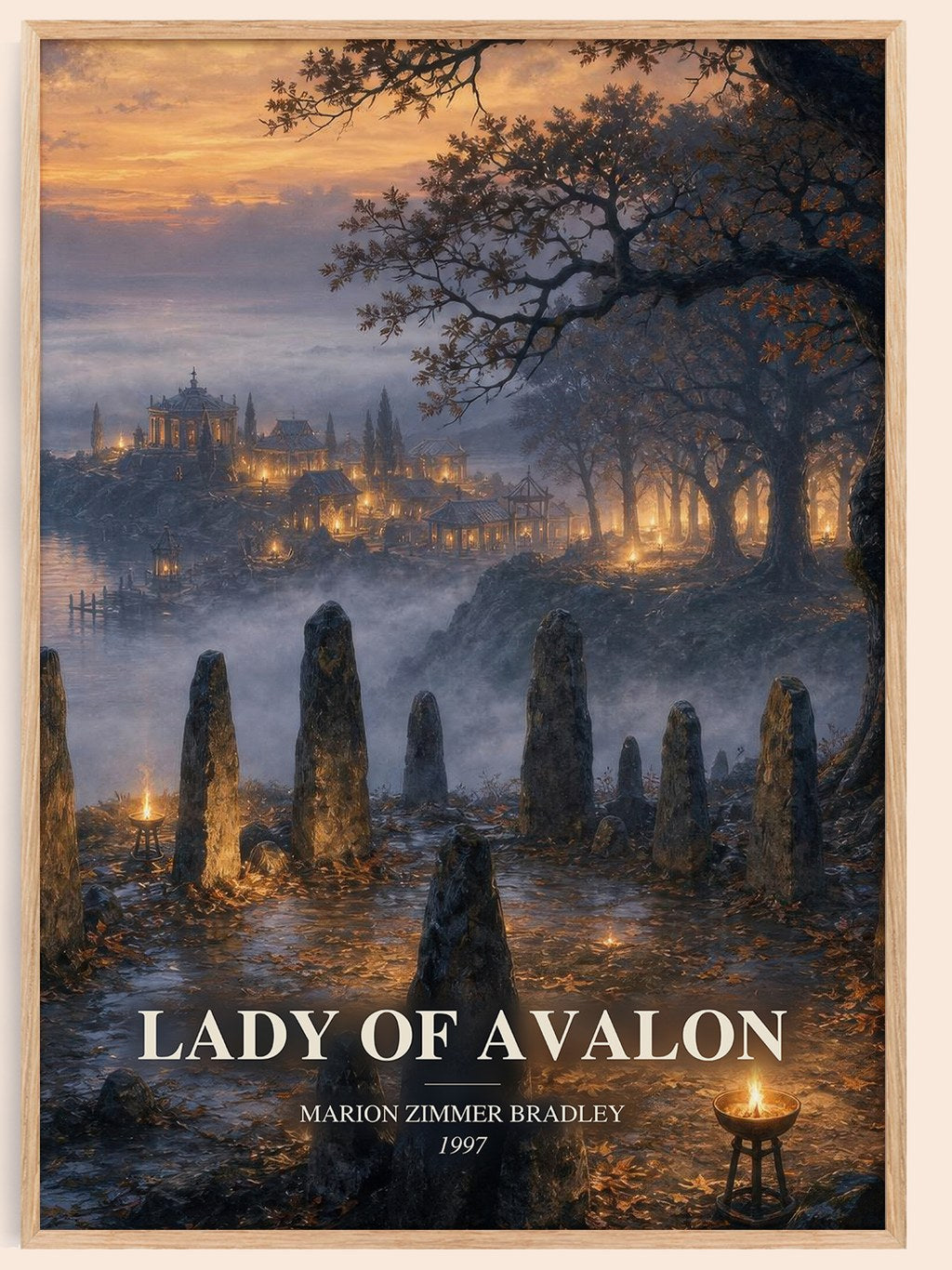 Lady of Avalon watercolour book poster by Marion Zimmer Bradley – framed literary art print