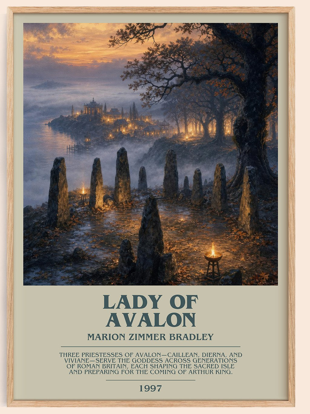 Lady of Avalon bookish book poster by Marion Zimmer Bradley – framed literary art print