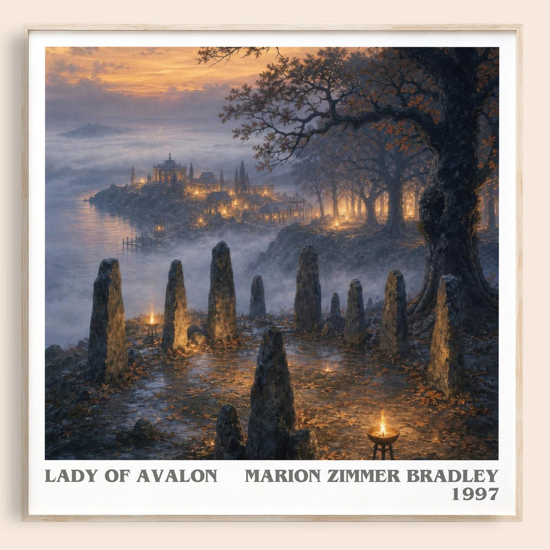 Lady of Avalon literary book poster by Marion Zimmer Bradley – framed literary art print