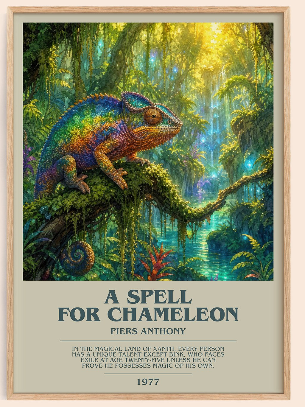 A Spell for Chameleon bookish book poster by Piers Anthony – framed literary art print