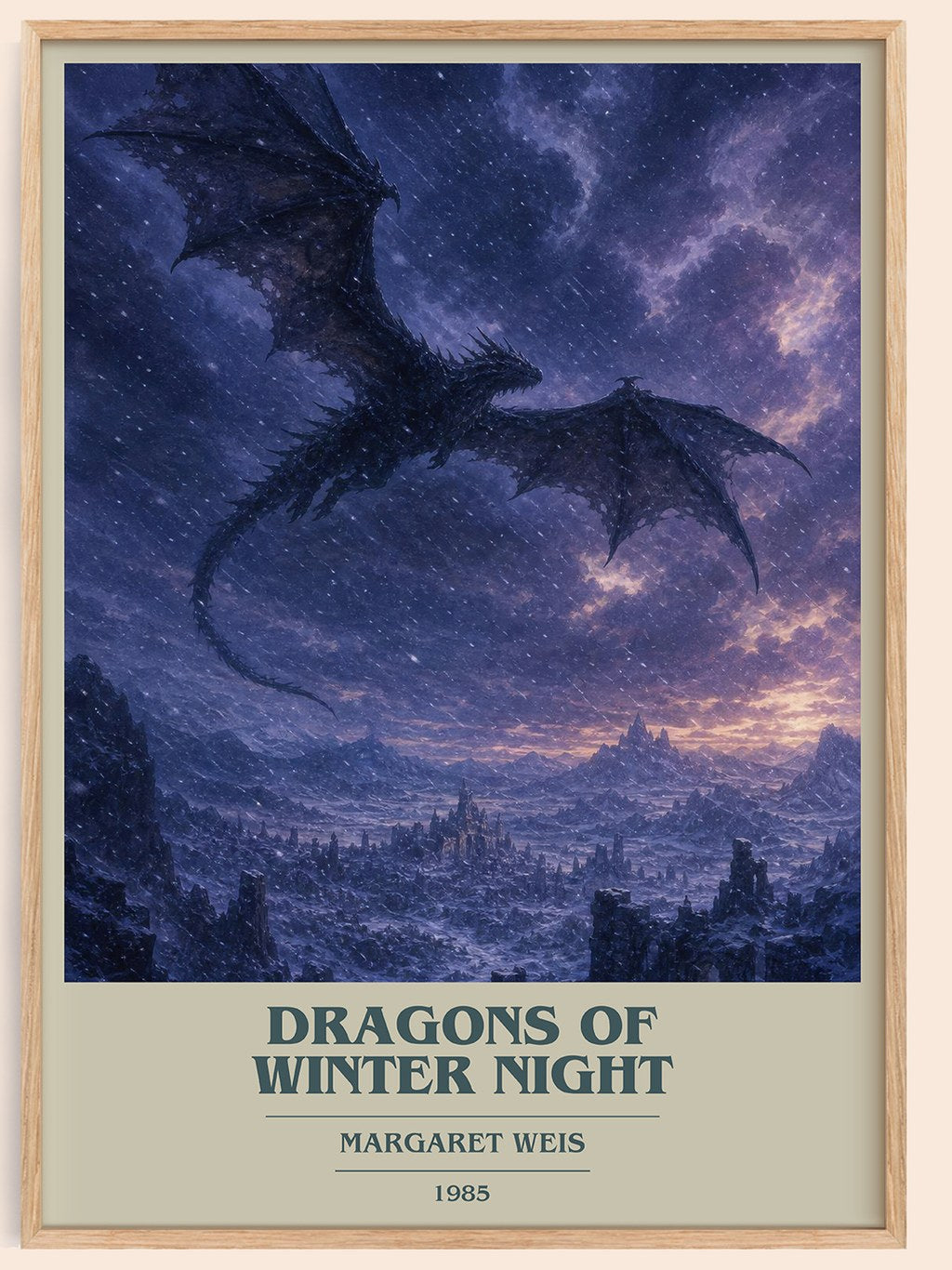 Dragons of Winter Night book cover book poster by Margaret Weis – framed literary art print