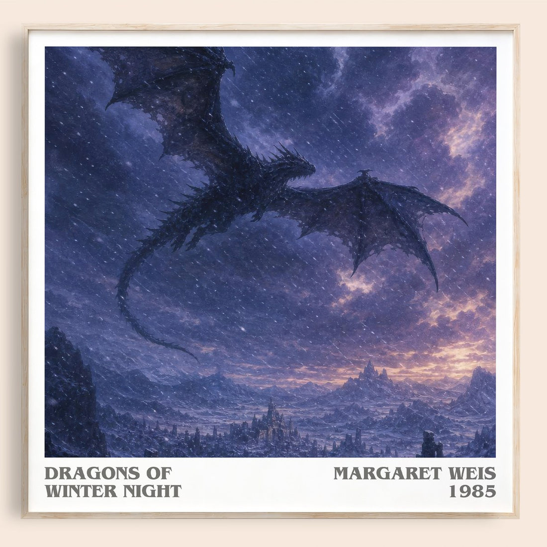 Dragons of Winter Night literary book poster by Margaret Weis – framed literary art print