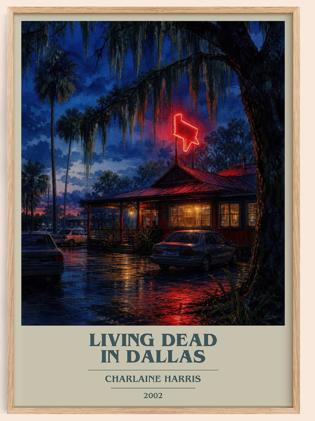Living Dead in Dallas book cover book poster by Charlaine Harris – framed literary art print