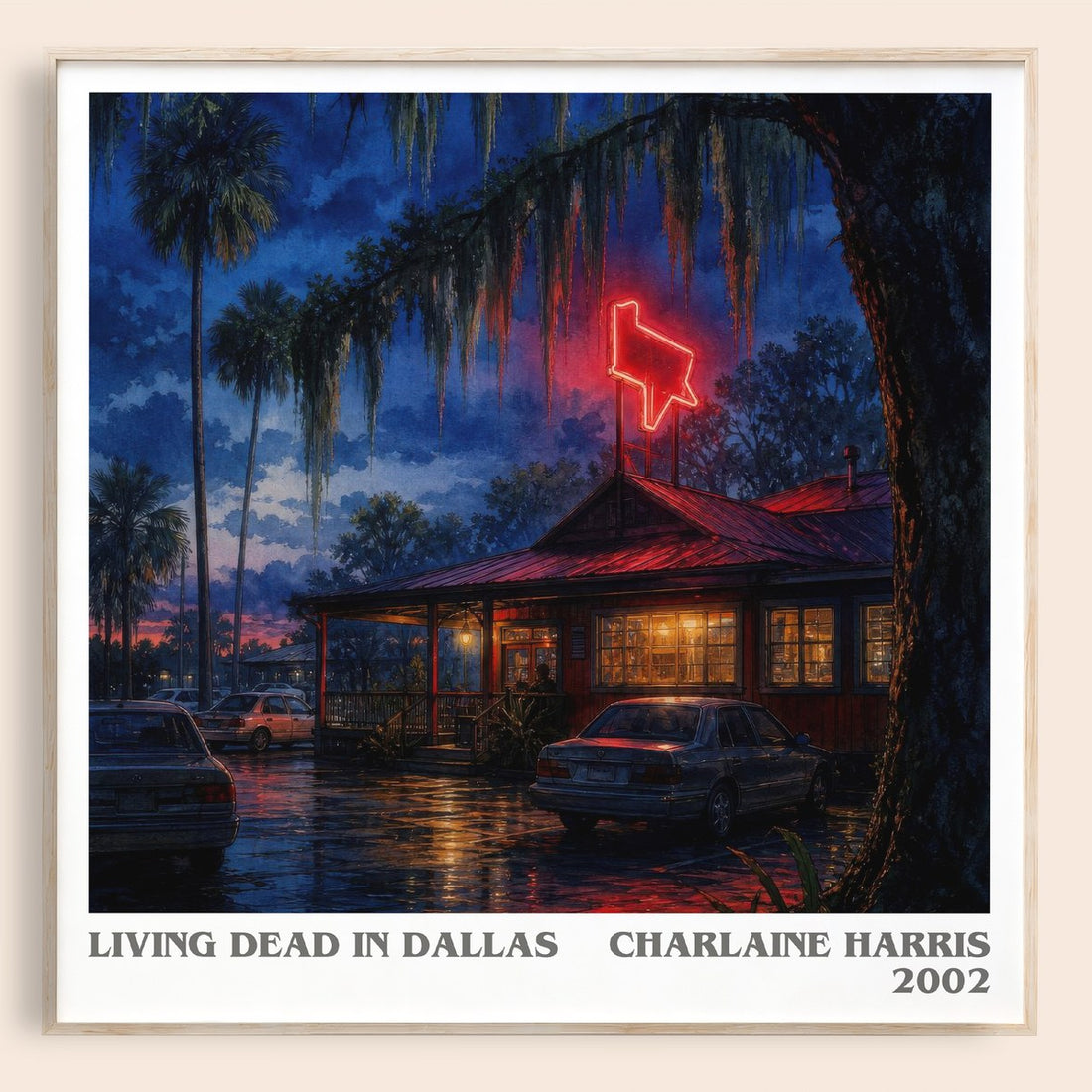 Living Dead in Dallas literary book poster by Charlaine Harris – framed literary art print