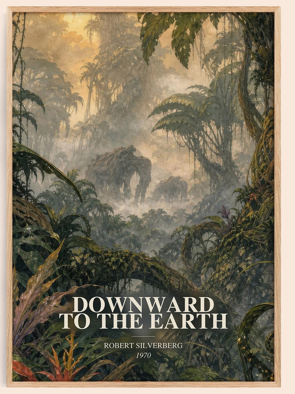 Downward to the Earth watercolour book poster by Robert Silverberg – framed literary art print