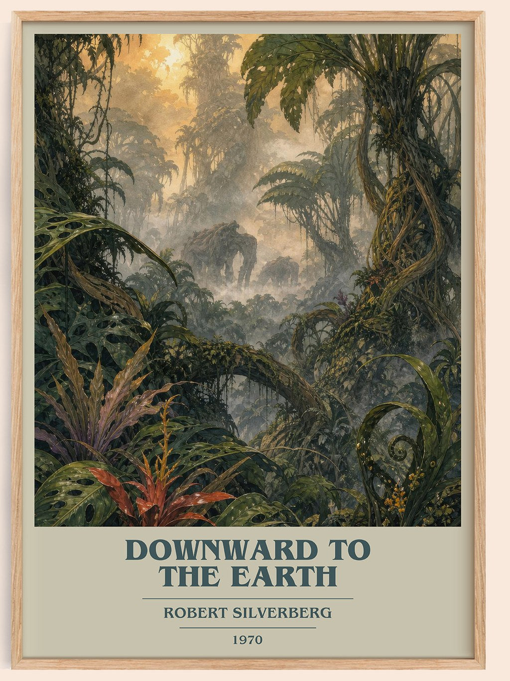 Downward to the Earth book cover book poster by Robert Silverberg – framed literary art print