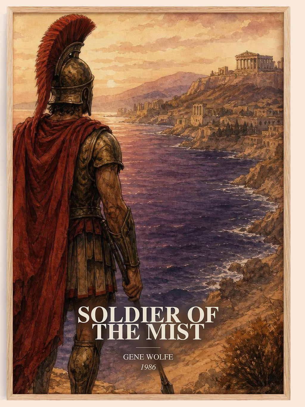 Soldier of the Mist watercolour book poster by Gene Wolfe – framed literary art print