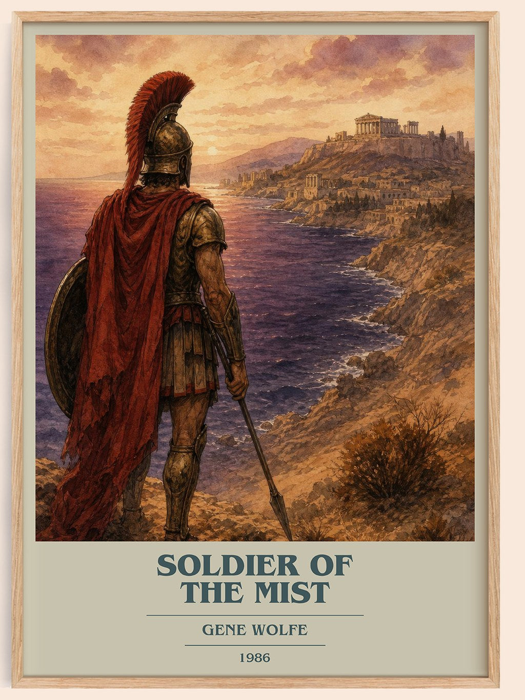 Soldier of the Mist book cover book poster by Gene Wolfe – framed literary art print