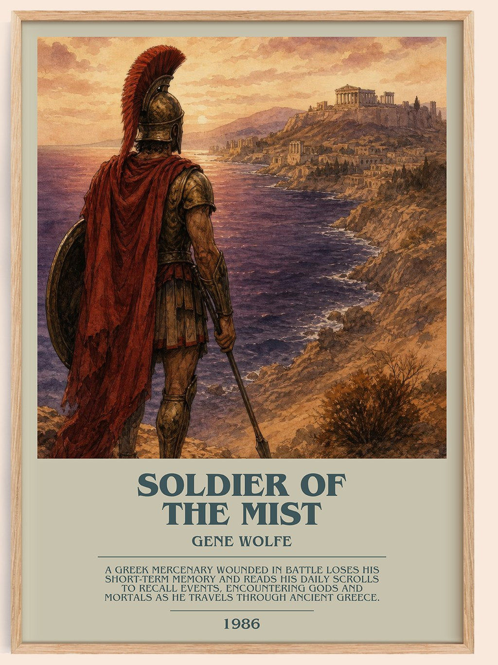 Soldier of the Mist bookish book poster by Gene Wolfe – framed literary art print