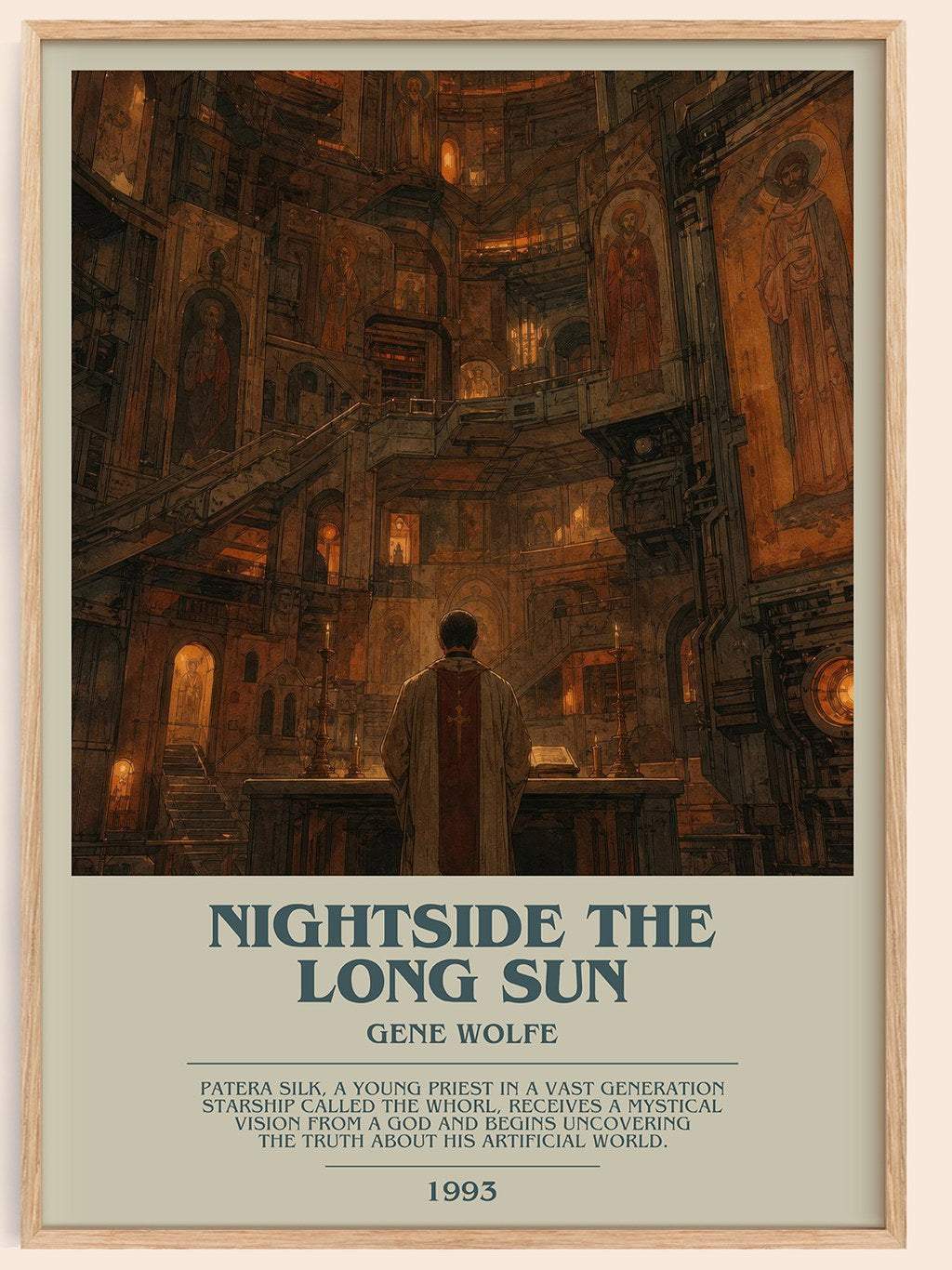 Nightside the Long Sun bookish book poster by Gene Wolfe – framed literary art print