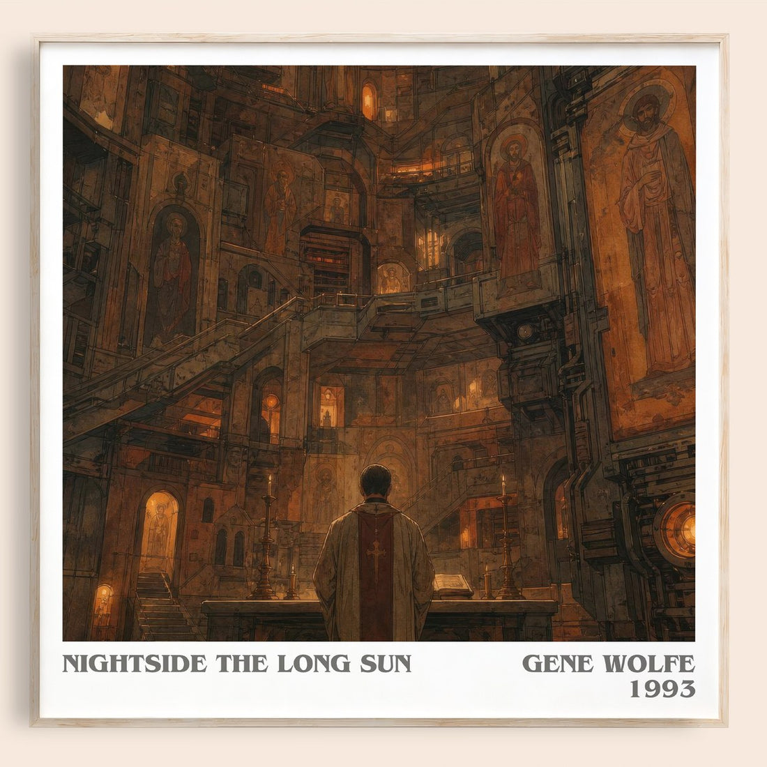 Nightside the Long Sun literary book poster by Gene Wolfe – framed literary art print