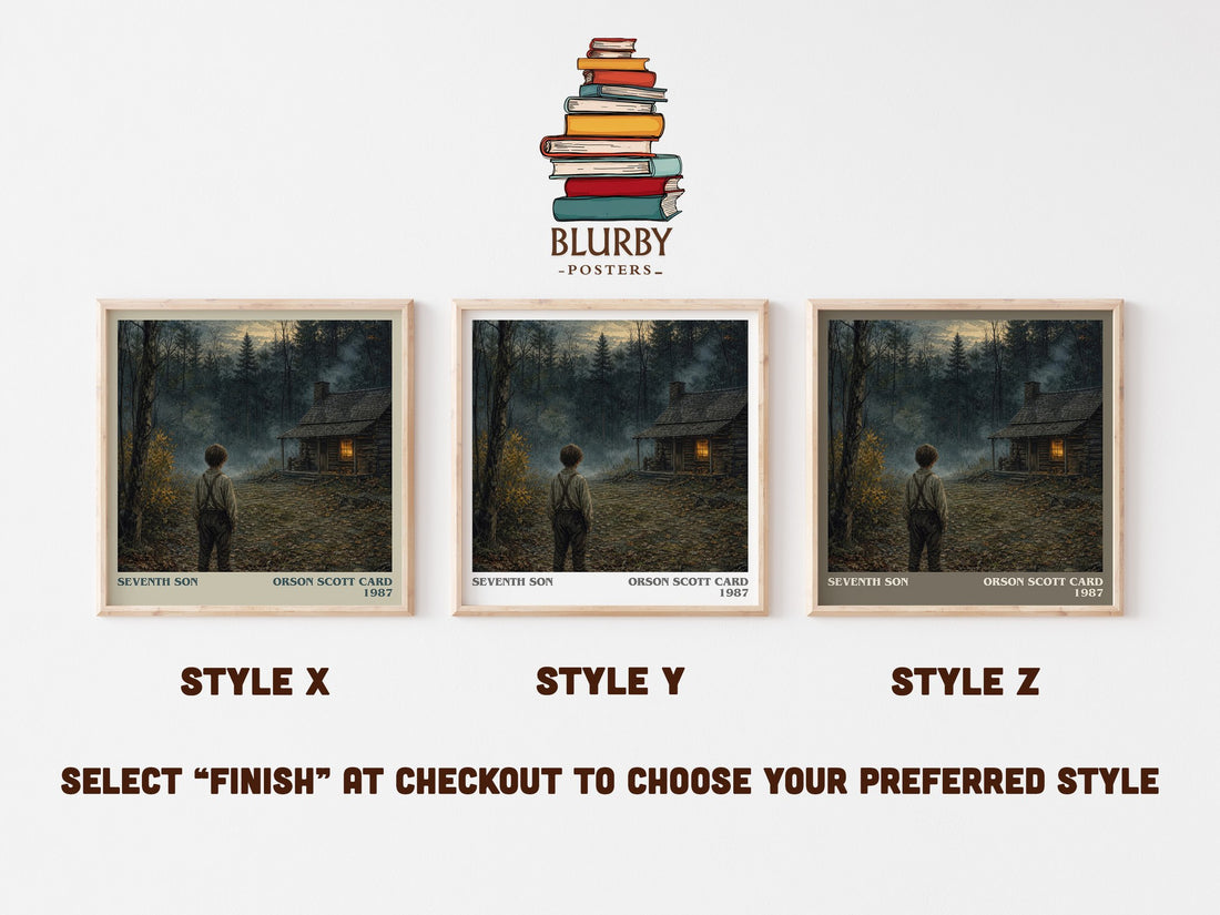 Seventh Son literary print in frame leaning in hallway – fantasy wall art (mockup)