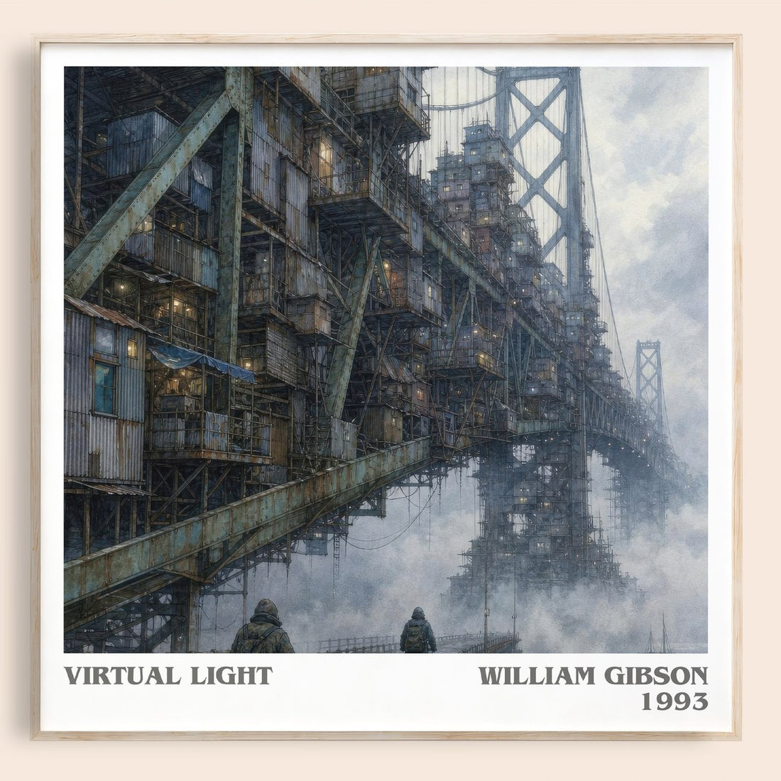 Virtual Light literary book poster by William Gibson – framed literary art print