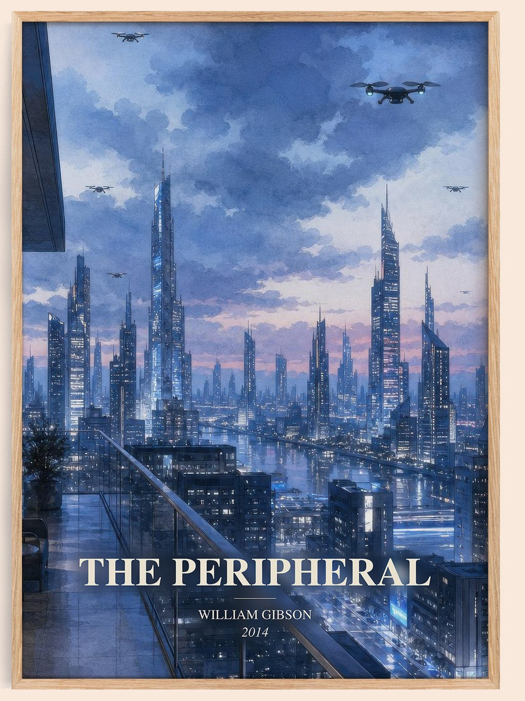 The Peripheral watercolour book poster by William Gibson – framed literary art print