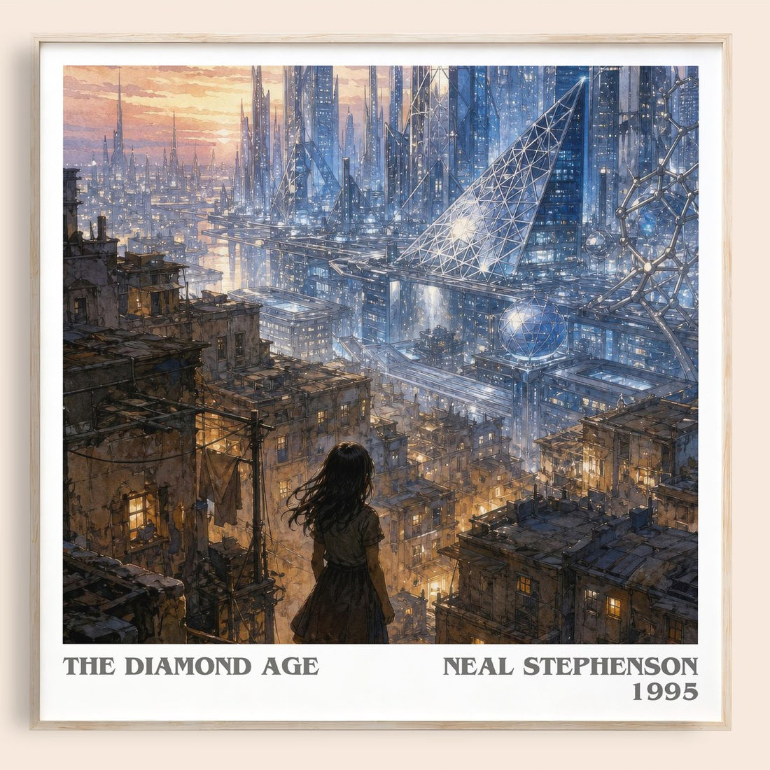 The Diamond Age literary book poster by Neal Stephenson – framed literary art print