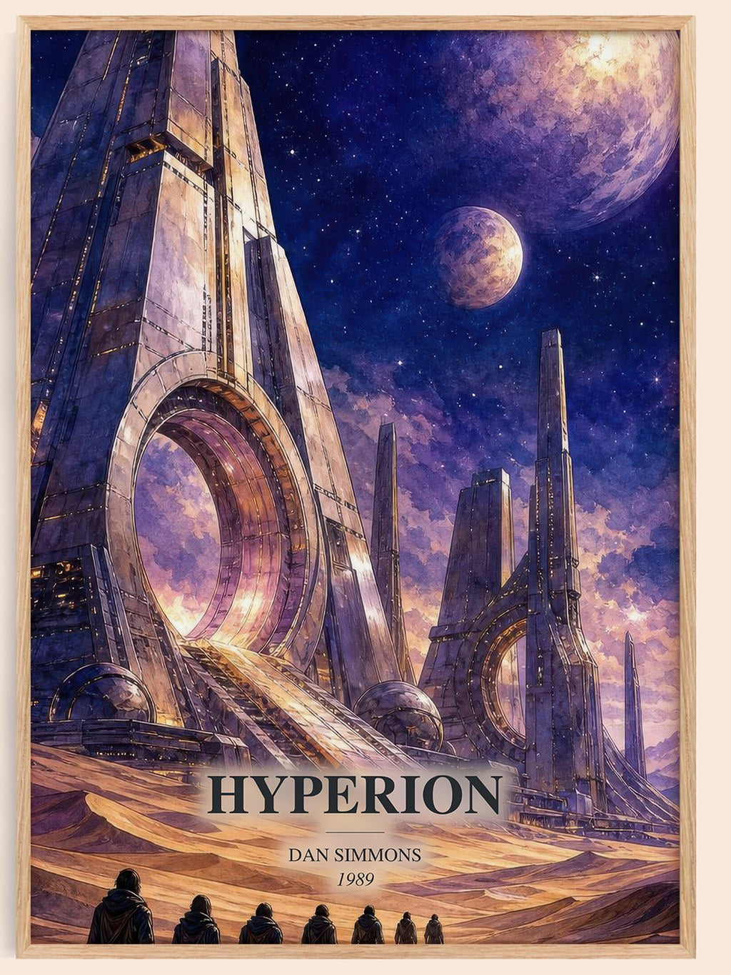 Hyperion watercolour book poster by Dan Simmons – framed literary art print