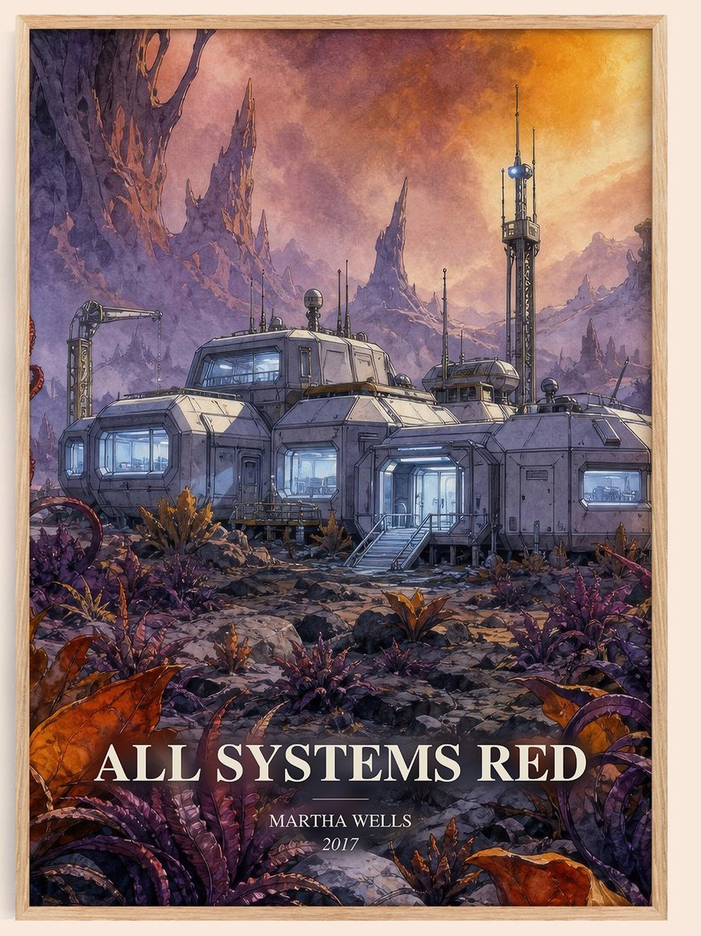 All Systems Red watercolour book poster by Martha Wells – framed literary art print
