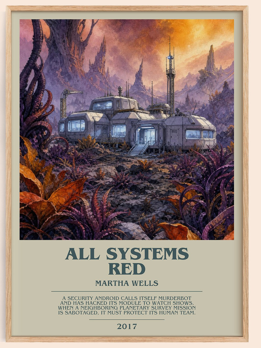 All Systems Red bookish book poster by Martha Wells – framed literary art print