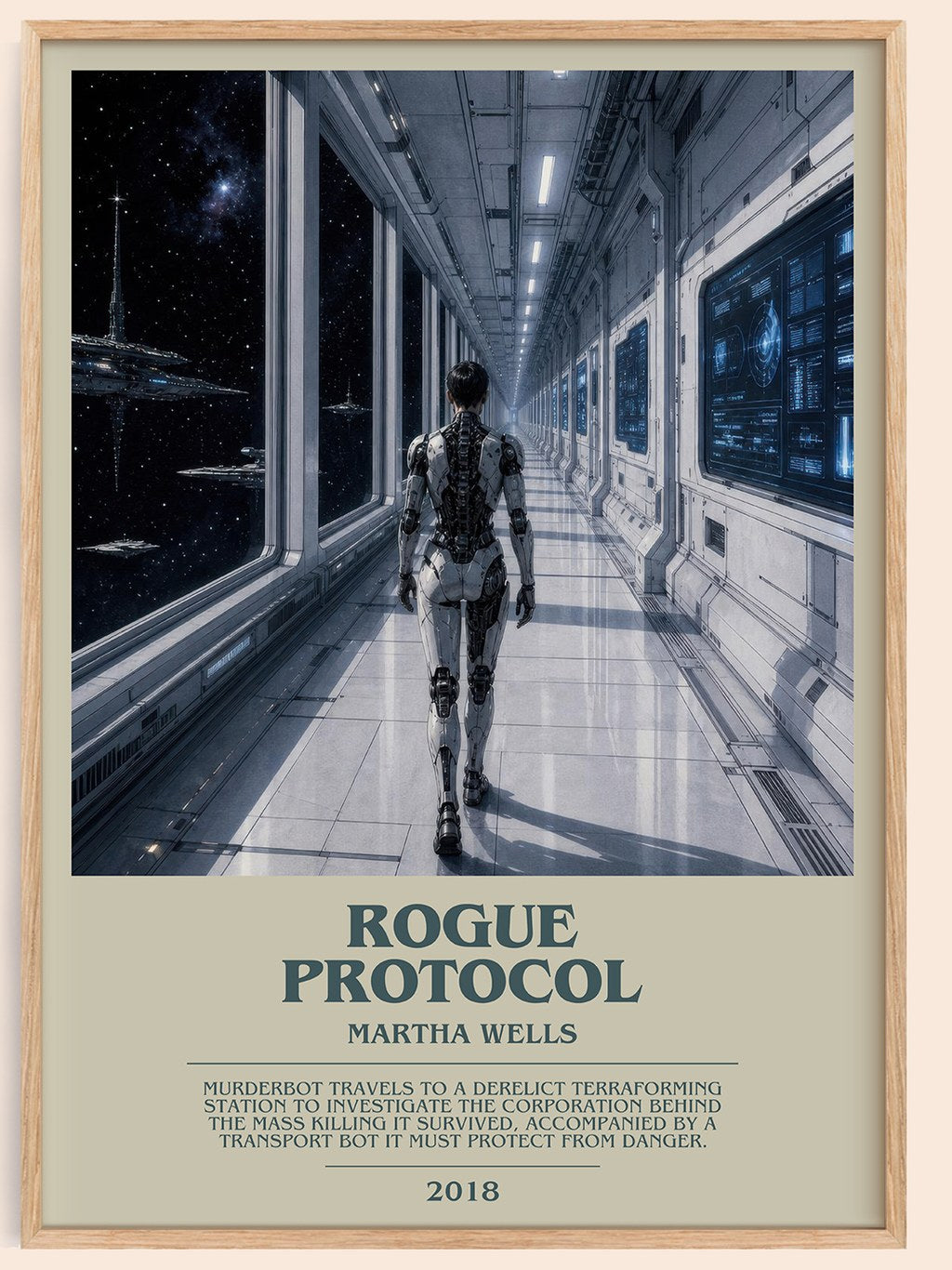 Rogue Protocol bookish book poster by Martha Wells – framed literary art print