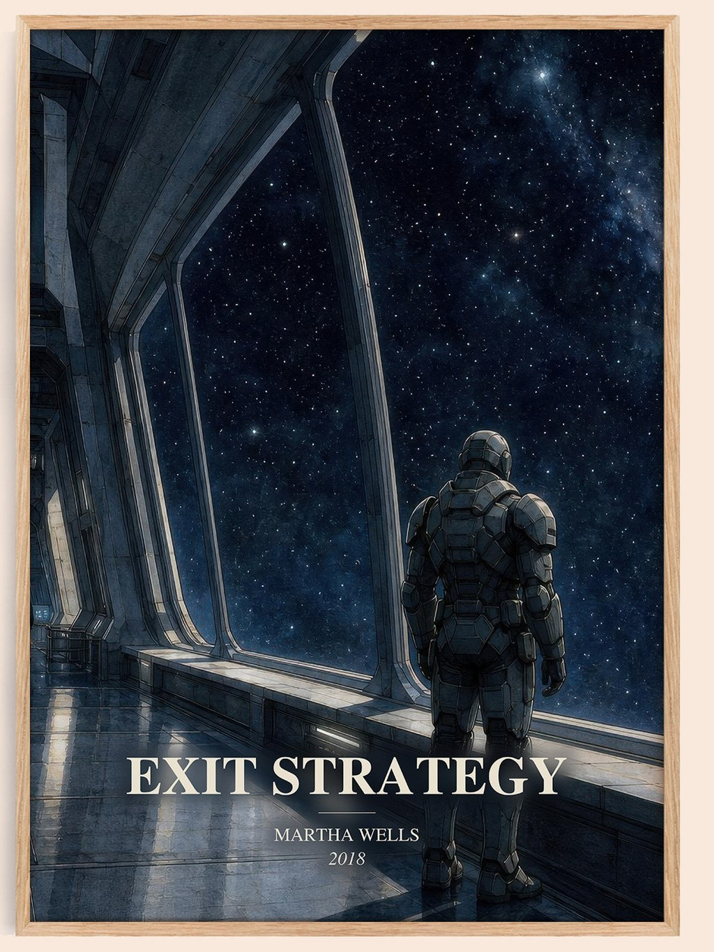 Exit Strategy watercolour book poster by Martha Wells – framed literary art print
