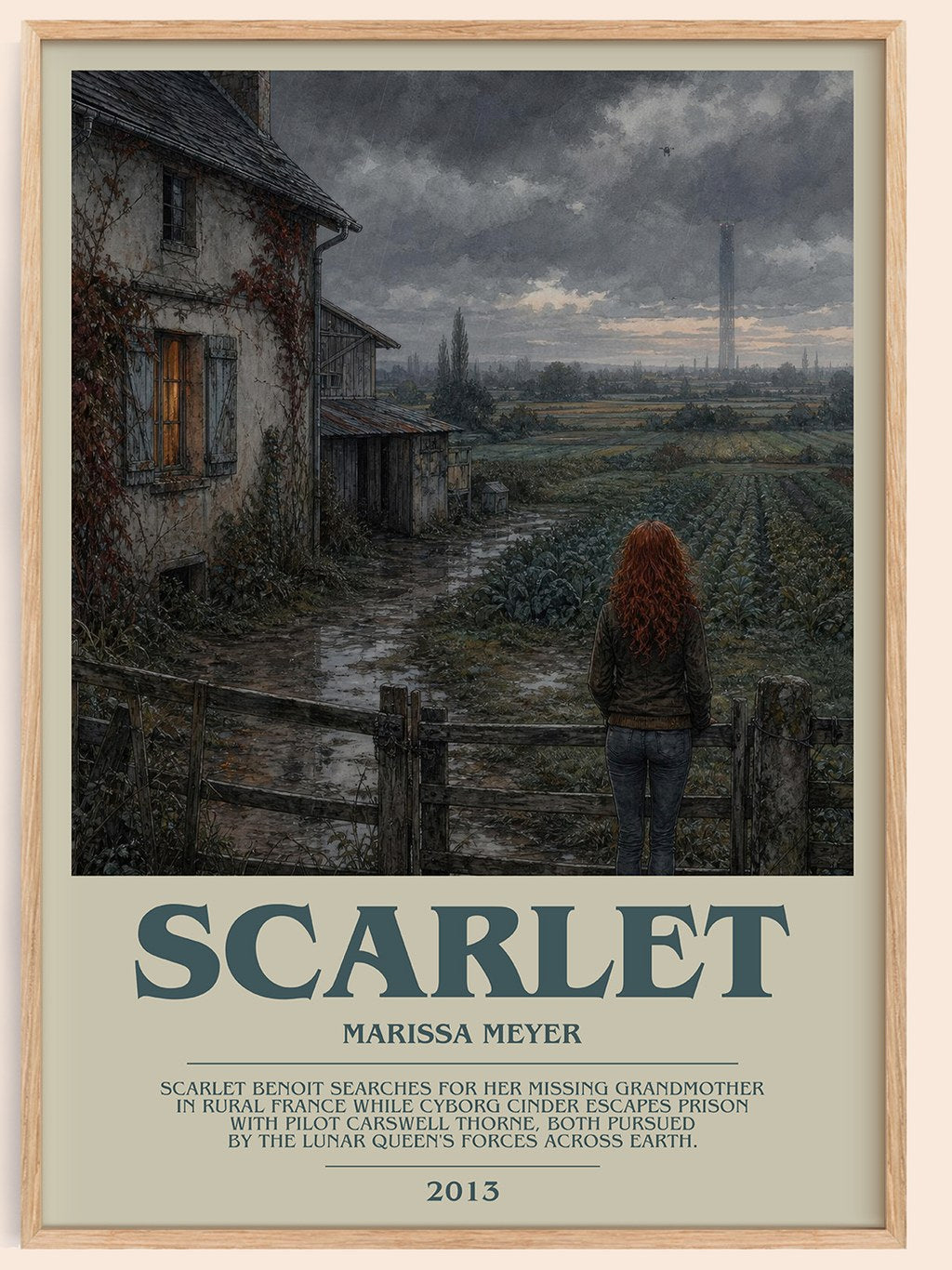 Scarlet bookish book poster by Marissa Meyer – framed literary art print