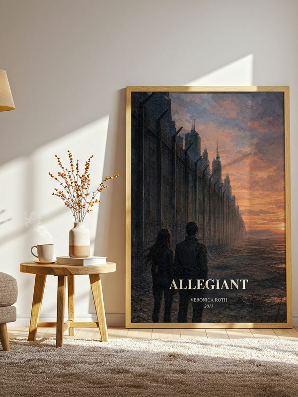 Allegiant watercolour print in frame leaning in hallway – dystopian wall art
