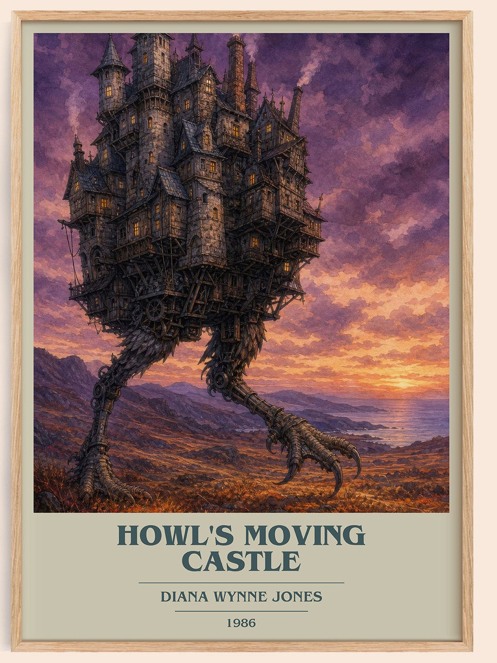 Howl's Moving Castle book cover book poster by Diana Wynne Jones – framed literary art print