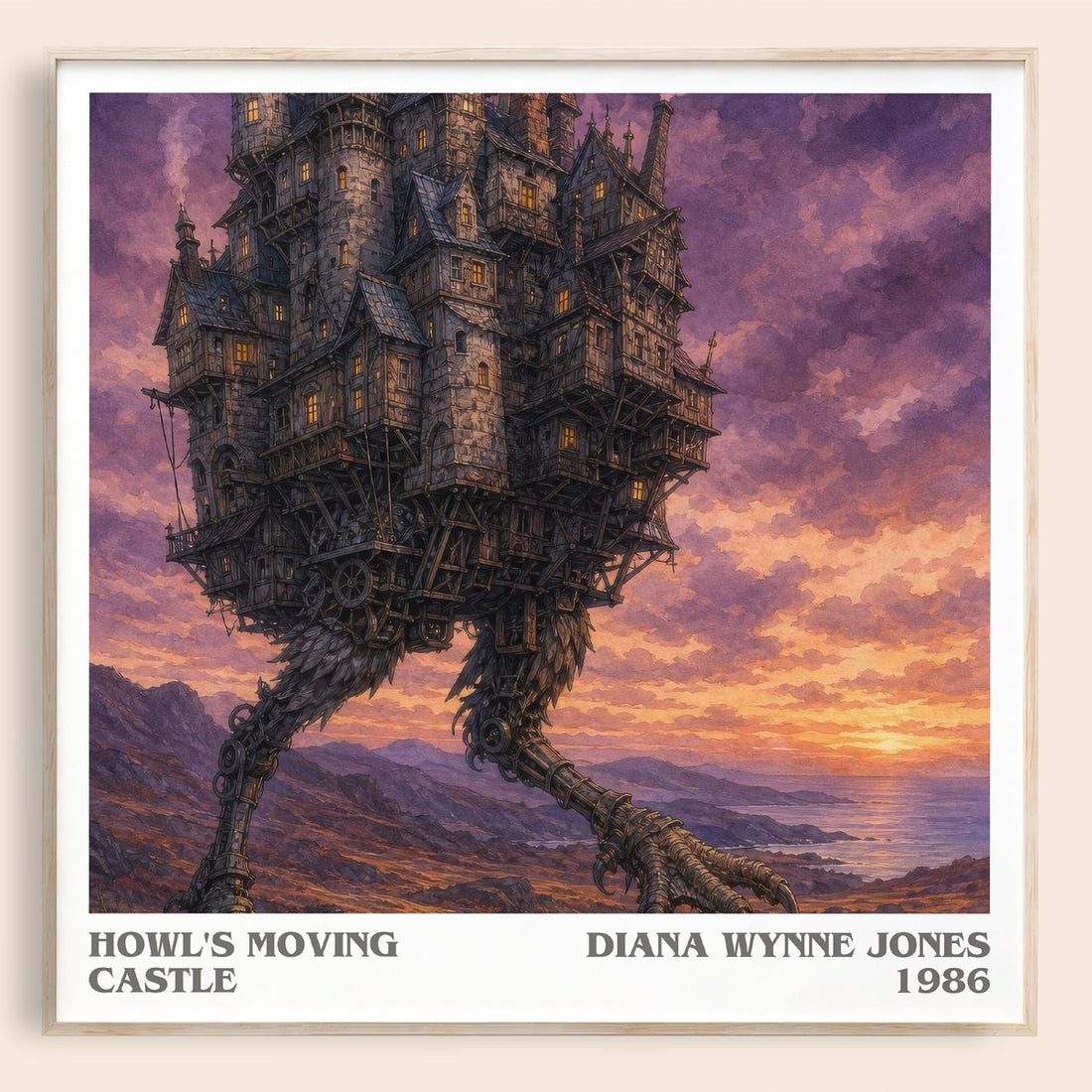 Howl's Moving Castle literary book poster by Diana Wynne Jones – framed literary art print