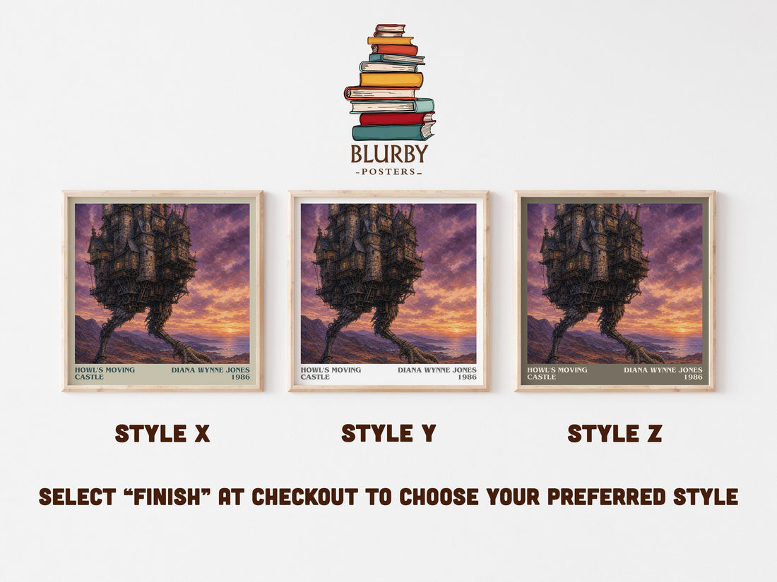Howl's Moving Castle literary print in frame leaning in hallway – fantasy wall art (mockup)