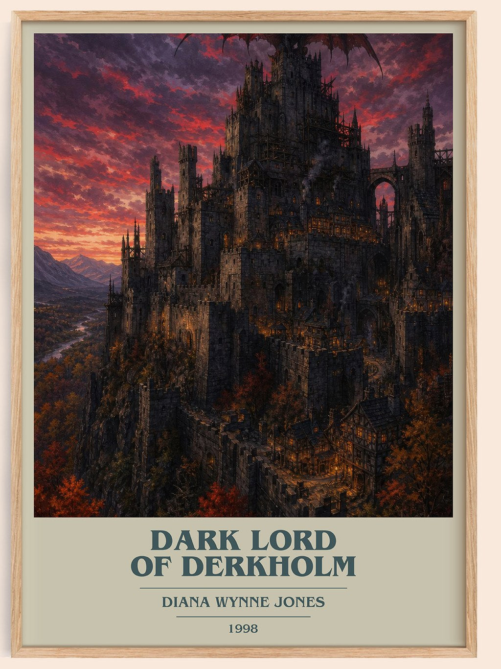 Dark Lord of Derkholm book cover book poster by Diana Wynne Jones – framed literary art print