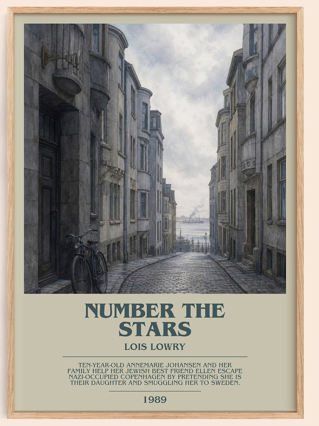 Number the Stars bookish book poster by Lois Lowry – framed literary art print