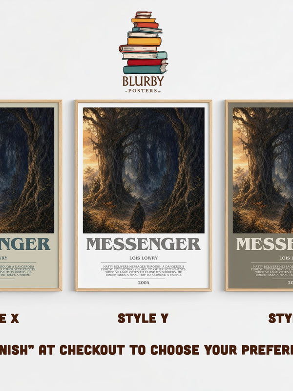 Messenger bookish print in frame leaning in hallway – dystopian wall art