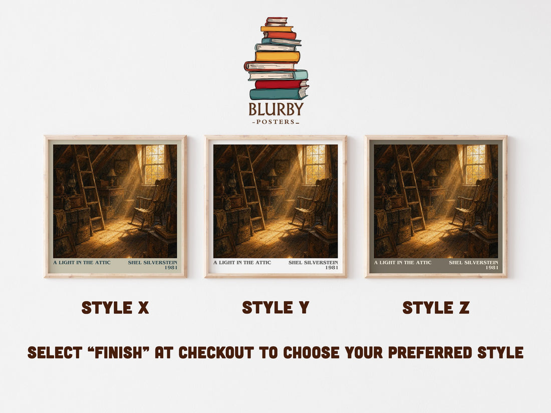 A Light in the Attic literary print in frame leaning in hallway – poetry wall art (mockup)