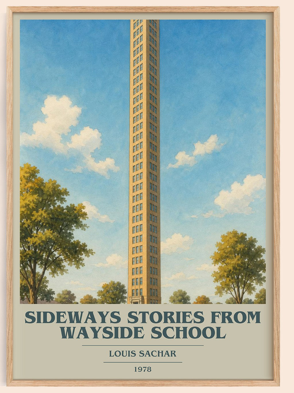 Sideways Stories from Wayside School book cover book poster by Louis Sachar – framed literary art print