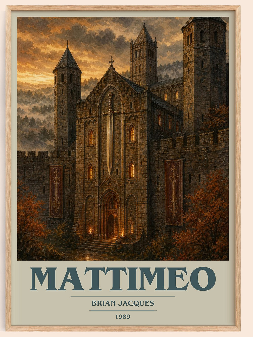 Mattimeo book cover book poster by Brian Jacques – framed literary art print