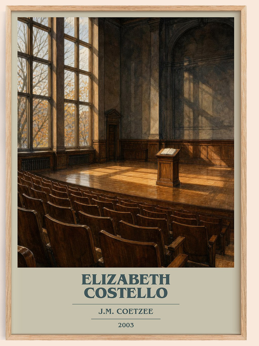 Elizabeth Costello book cover book poster by J.M. Coetzee – framed literary art print