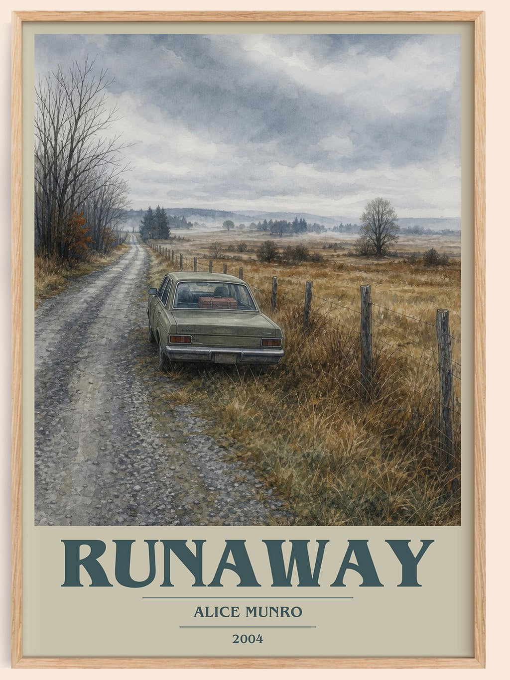 Runaway book cover book poster by Alice Munro – framed literary art print