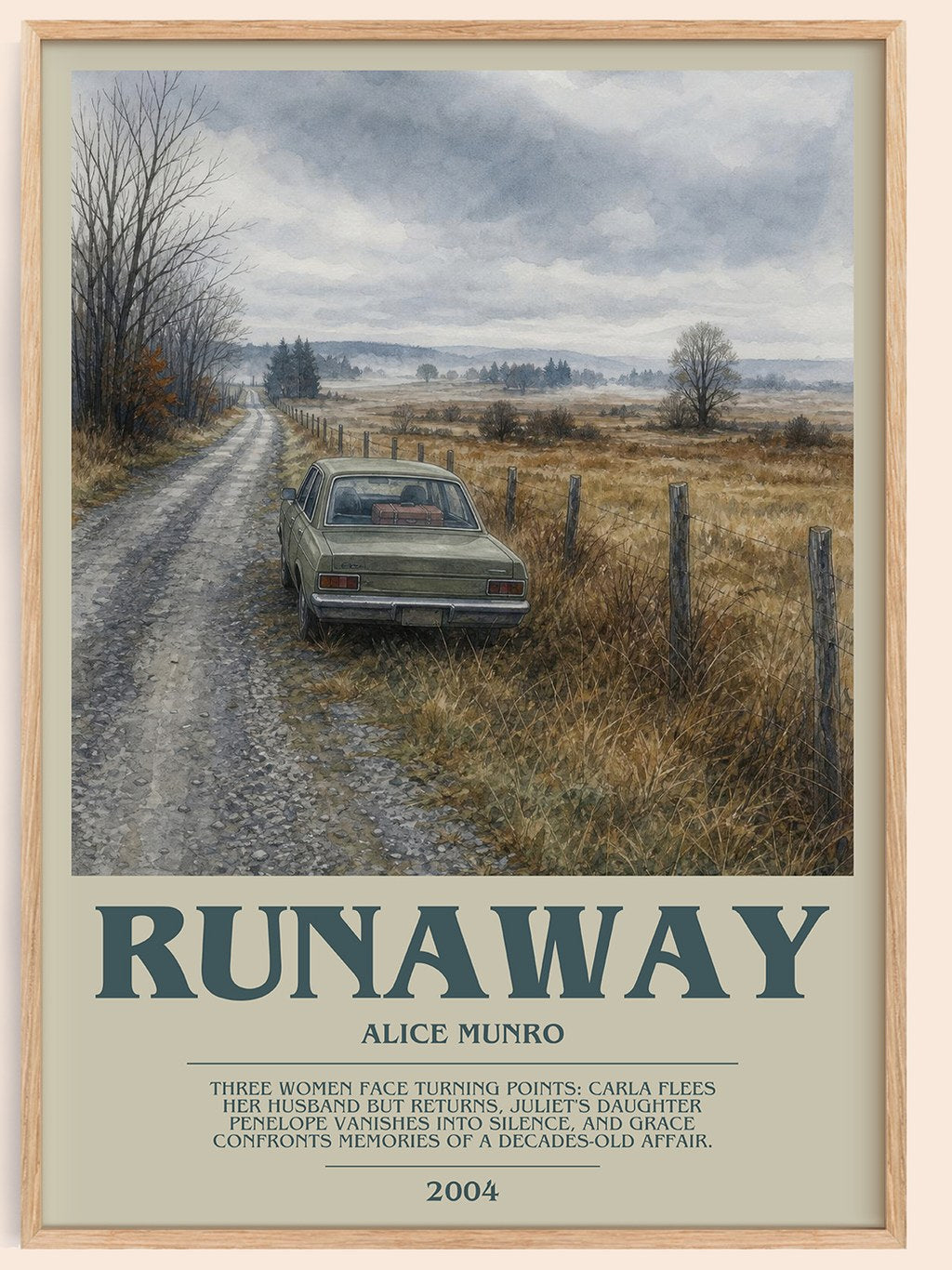 Runaway bookish book poster by Alice Munro – framed literary art print