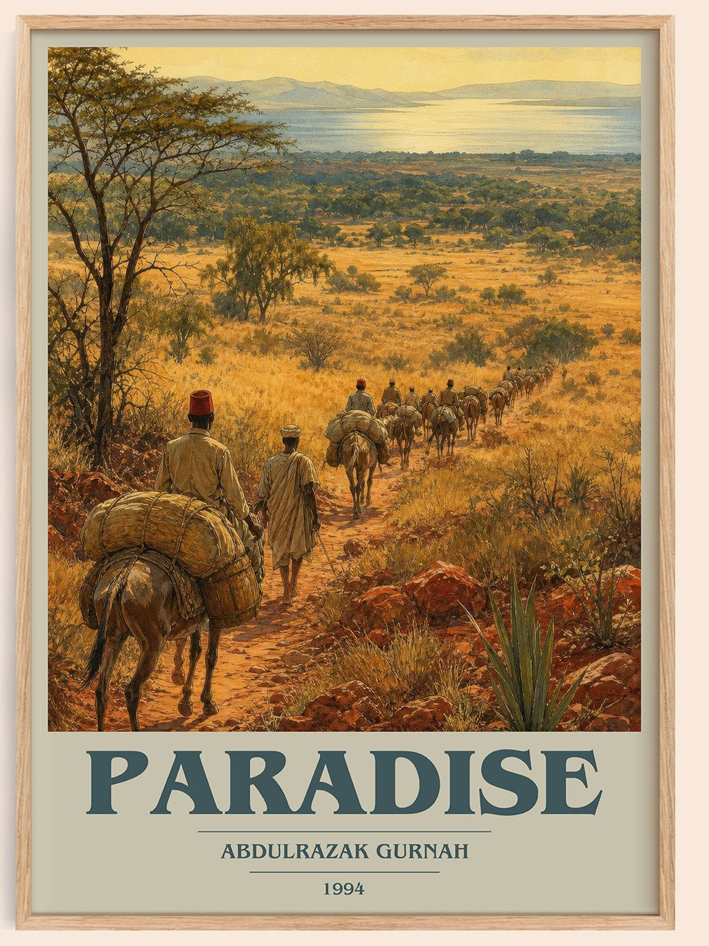 Paradise book cover book poster by Abdulrazak Gurnah – framed literary art print